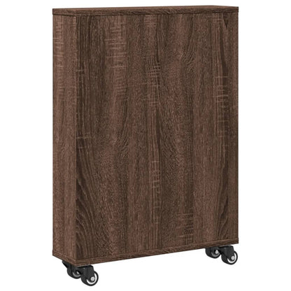 Carrello Stretto Marrone Rovere 48x13x68 cm in Truciolato - homemem39