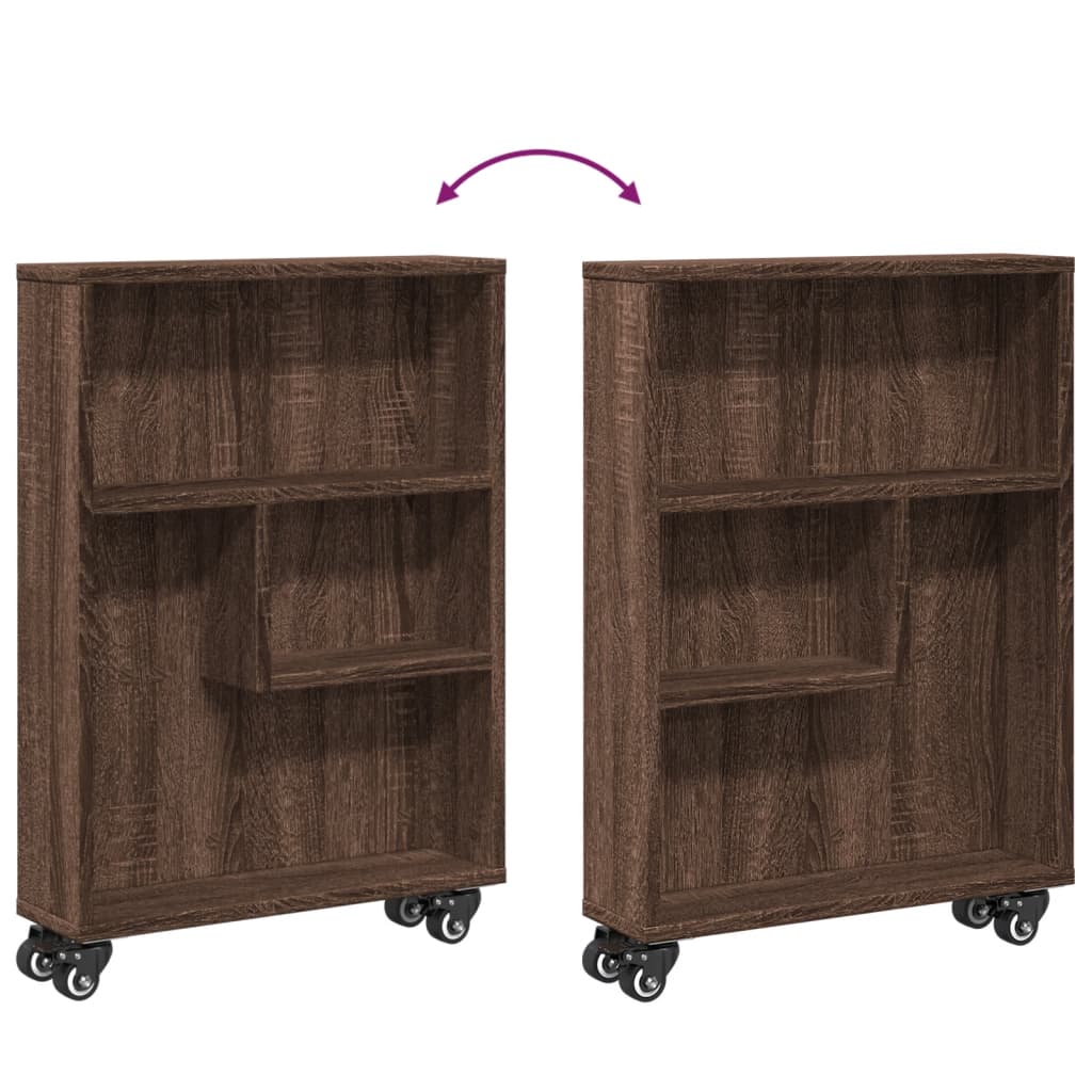 Carrello Stretto Marrone Rovere 48x13x68 cm in Truciolato - homemem39