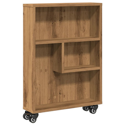 Carrello Stretto Rovere Artigianale 48x13x68 cm in Truciolato - homemem39