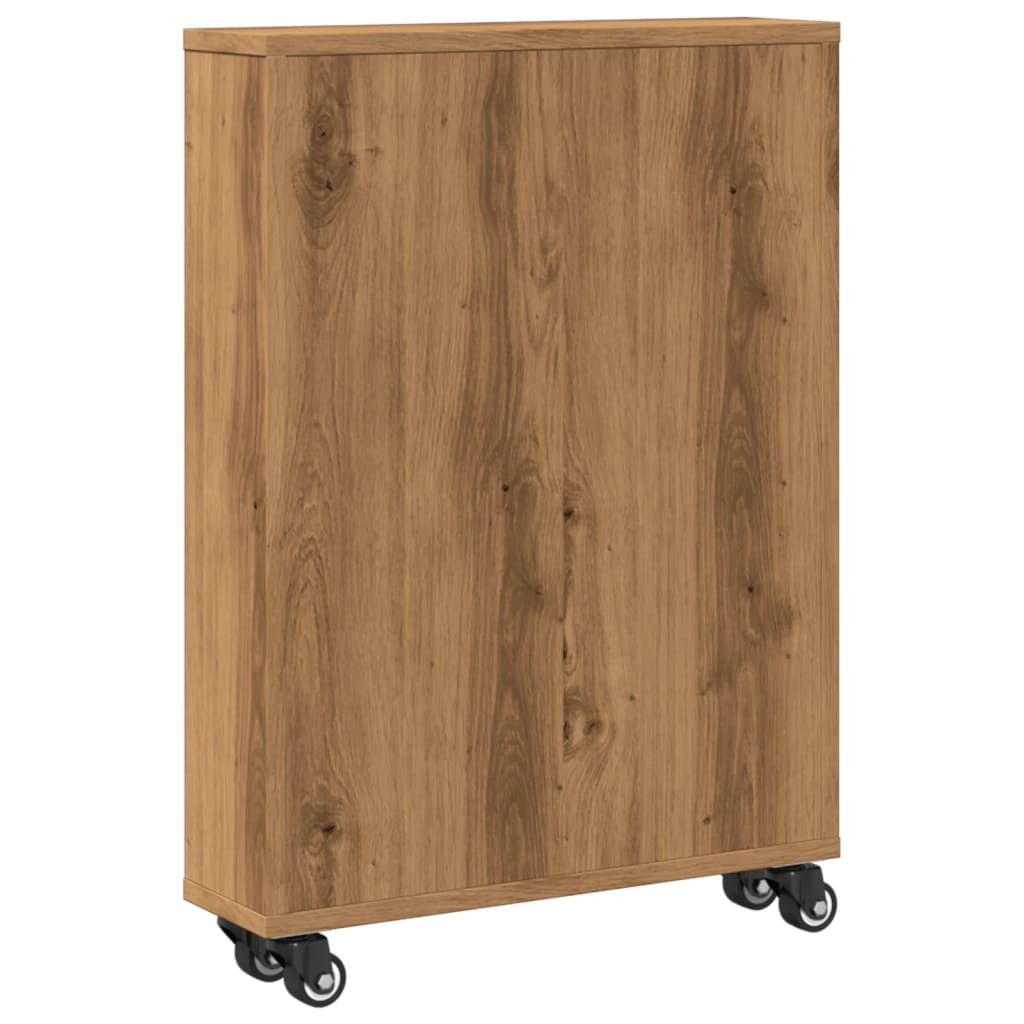 Carrello Stretto Rovere Artigianale 48x13x68 cm in Truciolato - homemem39