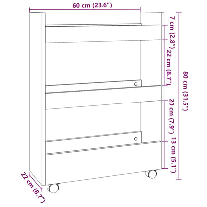 Carrello Stretto a 3 Livelli Grigio Cemento in Truciolato - homemem39