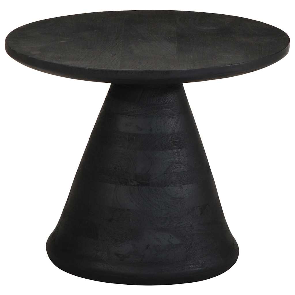 Tavolino da Salotto Nero Ø50x40 cm in Legno Massello di Mango