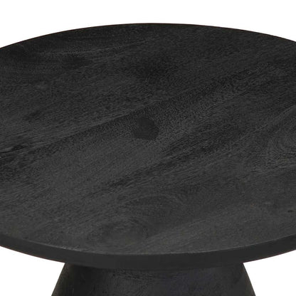 Tavolino da Salotto Nero Ø50x40 cm in Legno Massello di Mango