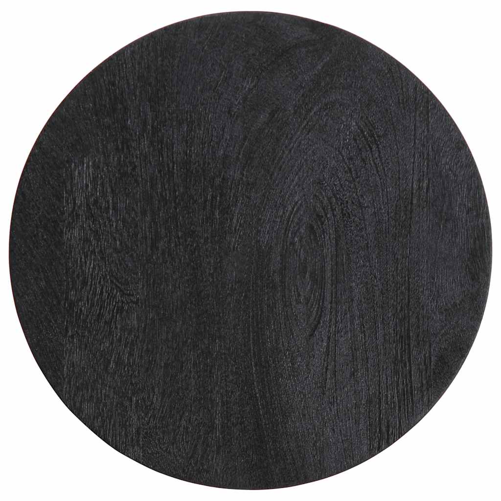 Tavolino da Salotto Nero Ø33x50 cm in Legno Massello di Mango