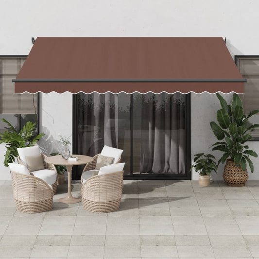 Tenda da Sole Retrattile Manuale con LED Marrone 400x300 cm - homemem39