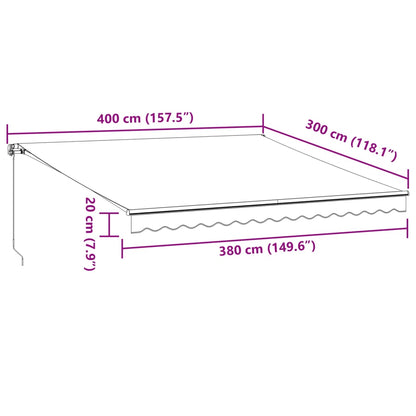 Tenda da Sole Retrattile Manuale Antracite e Bianco 400x300 cm - homemem39