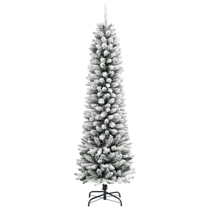 Albero Natale Artificiale Sottile Neve Floccata 180cm PVC e PE