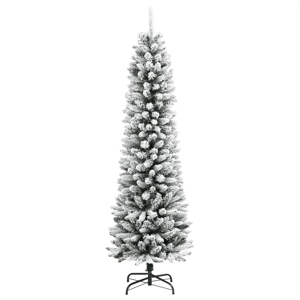 Albero Natale Artificiale Sottile Neve Floccata 120cm PVC e PE