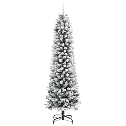 Albero Natale Artificiale Sottile Neve Floccata 120cm PVC e PE