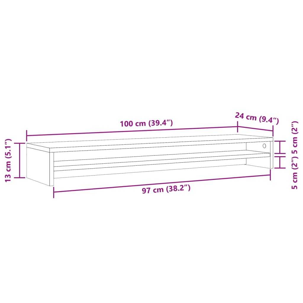 Supporto per Monitor Legno Antico 100x24x13cm Legno Multistrato