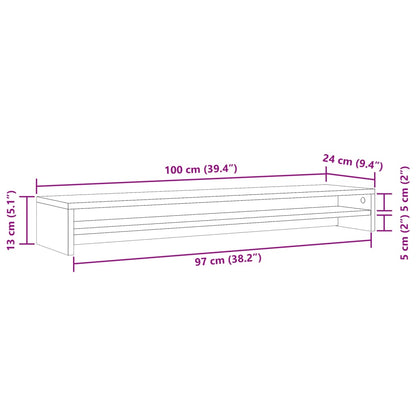 Supporto Monitor Rovere Artigianale 100x24x13 cm Multistrato