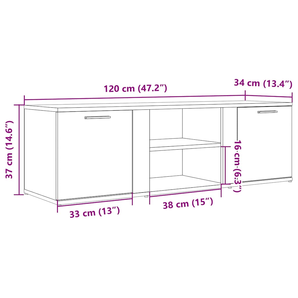 Mobile Porta TV Legno Antico 120x34x37 cm in Legno Multistrato - homemem39