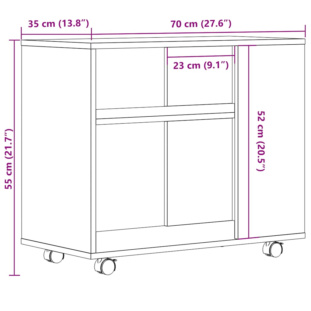 Tavolino da Salotto Rovere Artigianale 70x35x55cm in Truciolato - homemem39