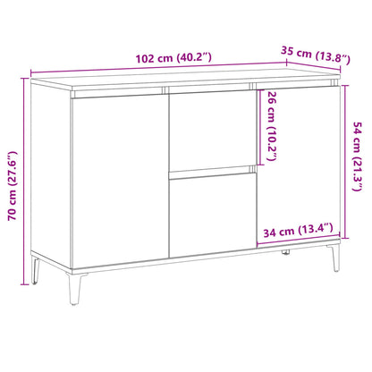 Credenza Legno Antico 102x35x70 cm in Legno Multistrato - homemem39