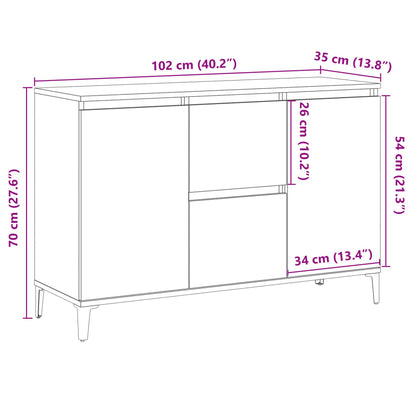 Credenza Rovere Artigianale 102x35x70 cm in Legno Multistrato - homemem39