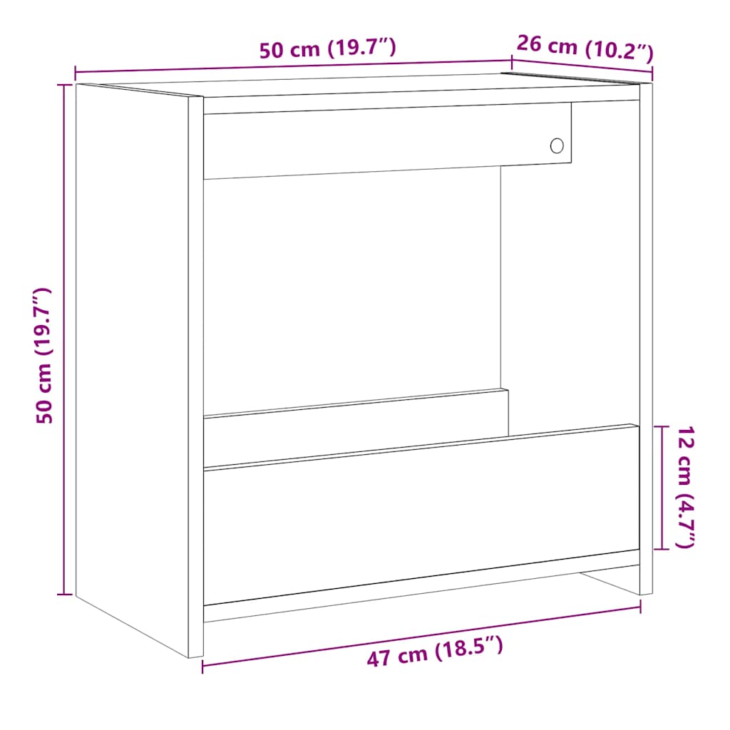 Tavolino Legno Vecchio 50x26x50 cm in Legno Multistrato - homemem39