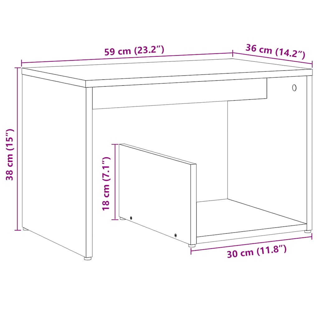 Tavolino Legno Vecchio 59x36x38 cm in Legno Multistrato - homemem39