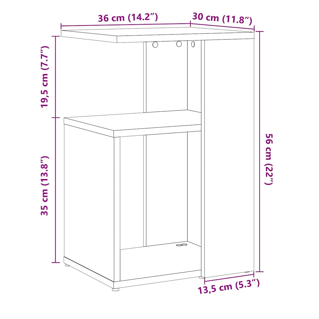 Tavolino da Salotto Legno Antico 36x30x56 cm Legno Multistrato - homemem39