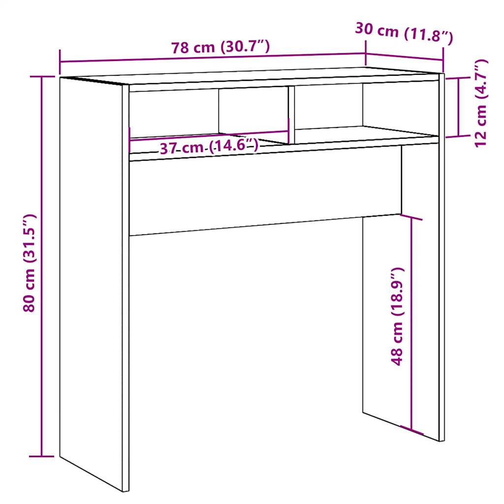 Tavolino Consolle Legno Antico 78x30x80 cm in Truciolato - homemem39