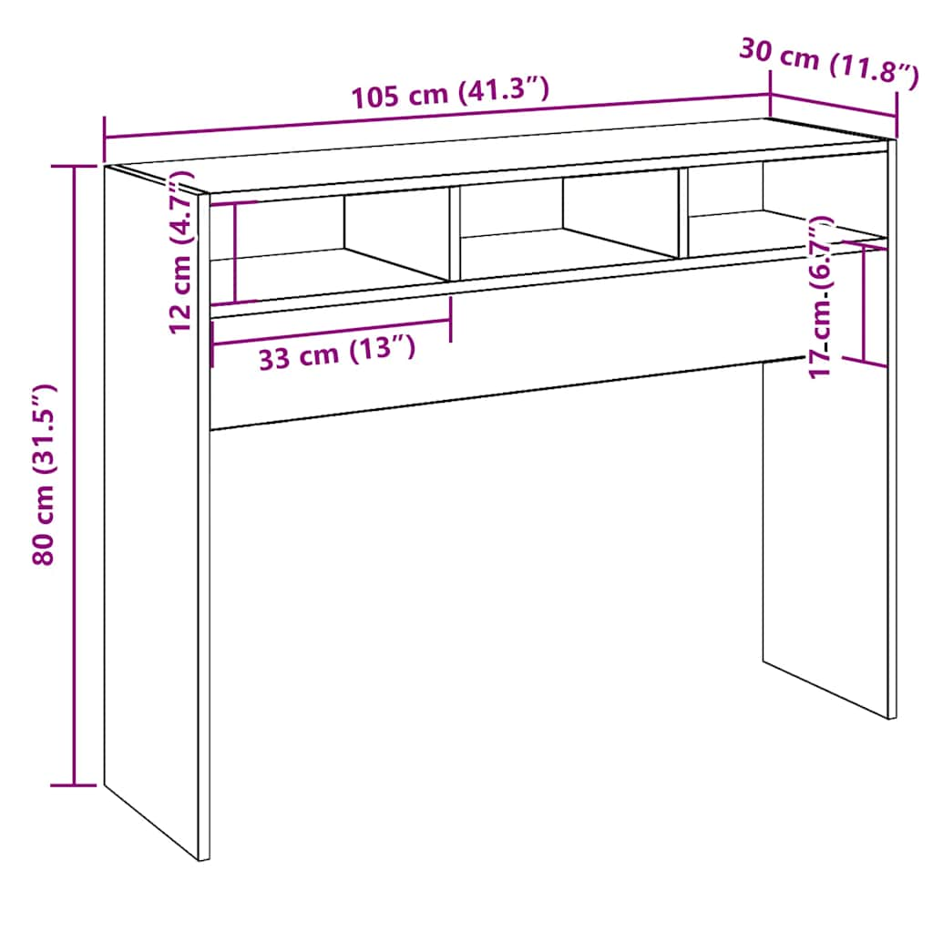 Tavolino Consolle Legno Antico 105x30x80 cm in Truciolato - homemem39