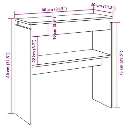 Tavolo Consolle Rovere Artigianale 80x30x80 cm in Truciolato - homemem39