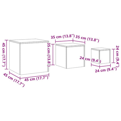 Tavolini 3 pz Legno Antico in Legno Multistrato - homemem39