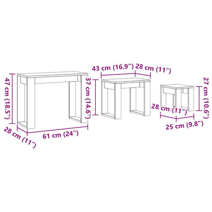 Nido di Tavoli 3 pz Legno Antico in Legno Multistrato - homemem39