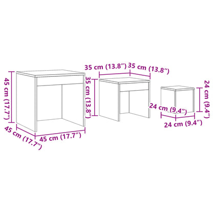 Tavolini Impilabili 3 pz Legno Antico in Legno Multistrato - homemem39