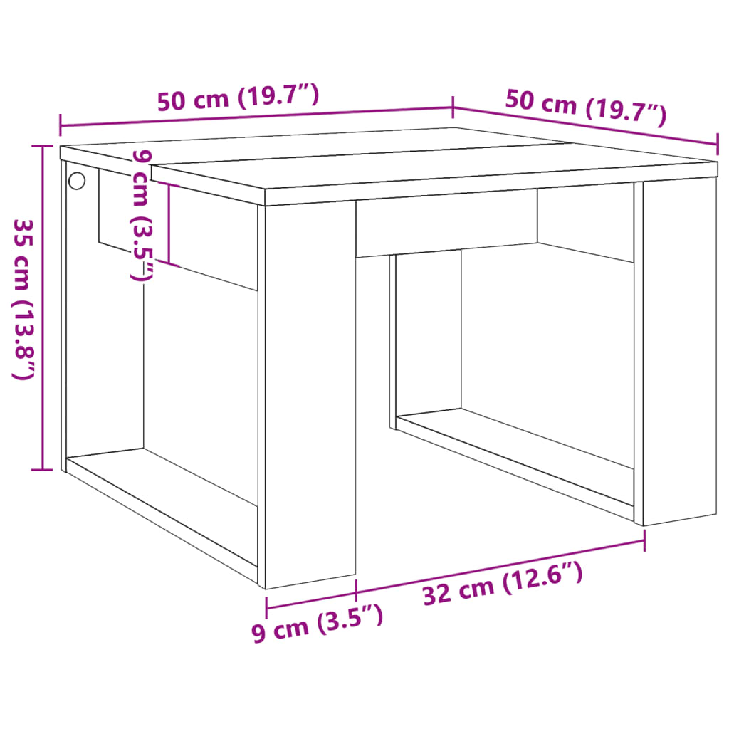 Tavolino Legno Antico 50x50x35 cm in Truciolato - homemem39