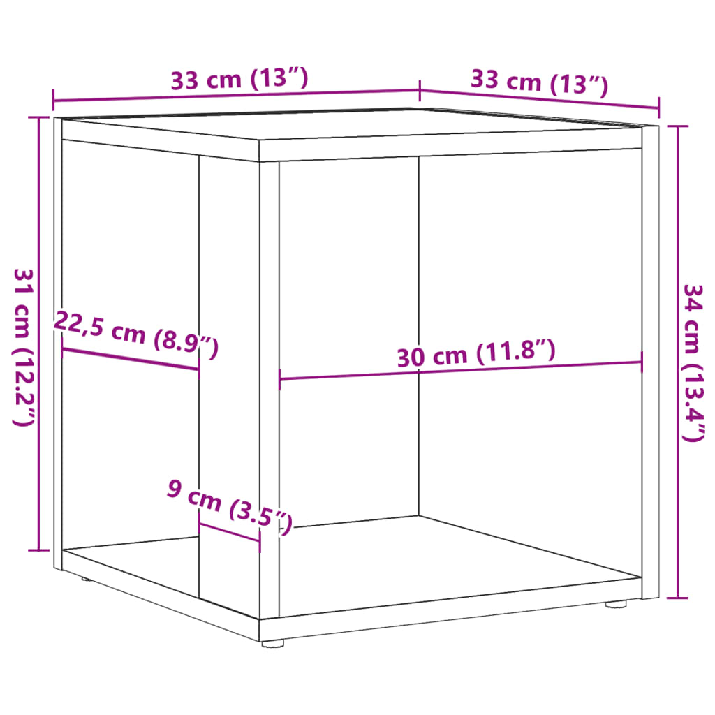 Tavolino Legno Antico 33x33x34 cm in Legno Multistrato - homemem39