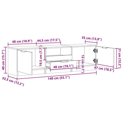 Mobile Porta TV Rovere Artigianale 140x35x40 cm in Truciolato