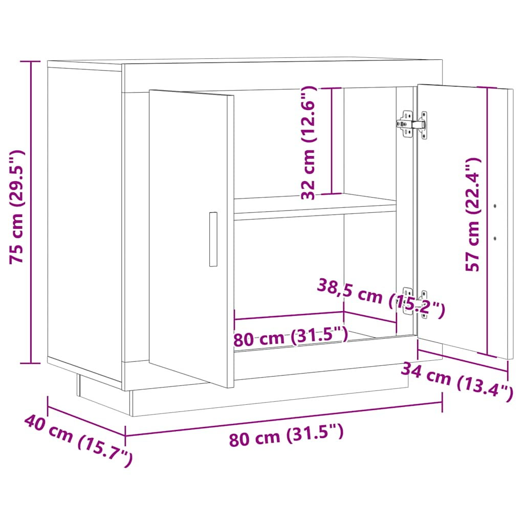 Credenza Rovere Artigianale 80x40x75 cm in Legno Multistrato