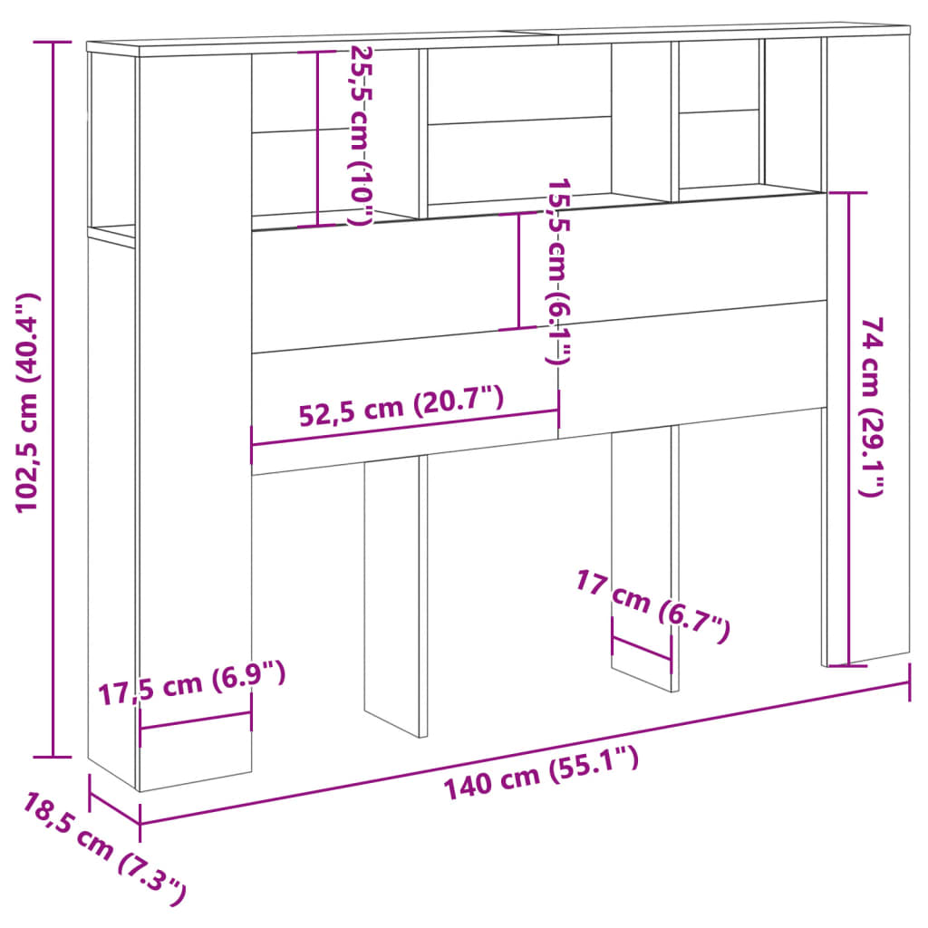 Testiera Contenitore Artigianale 140x18,5x102,5 cm Multistrato - homemem39