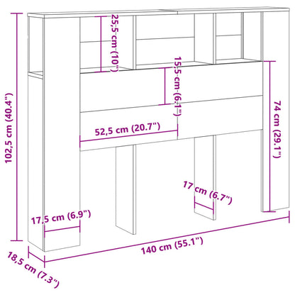 Testiera Contenitore Artigianale 140x18,5x102,5 cm Multistrato - homemem39