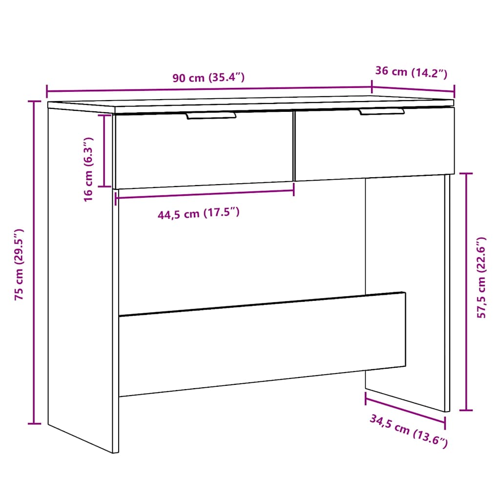 Tavolo Consolle in Legno Vecchio 90x36x75 cm Legno Multistrato - homemem39