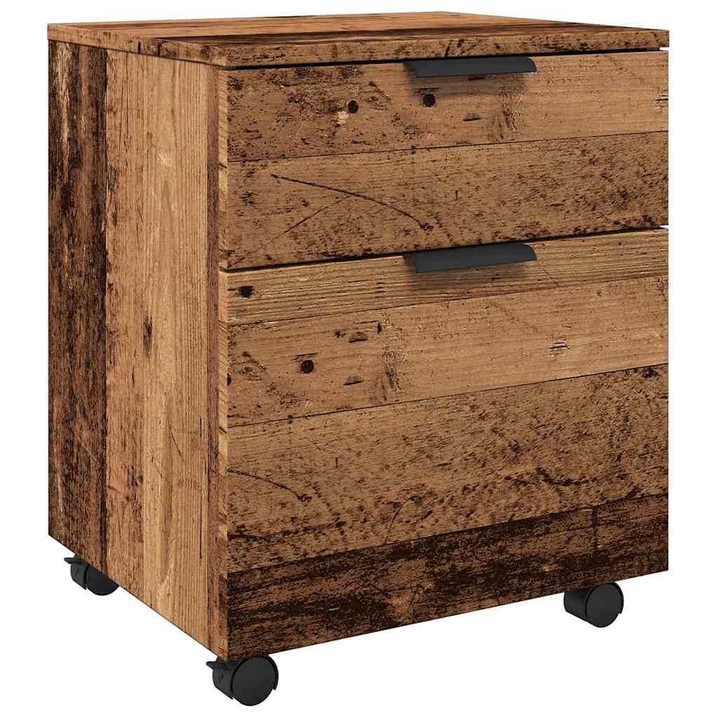 Schedario con Ruote Legno Antico 45x38x54 cm Legno Multistrato - homemem39