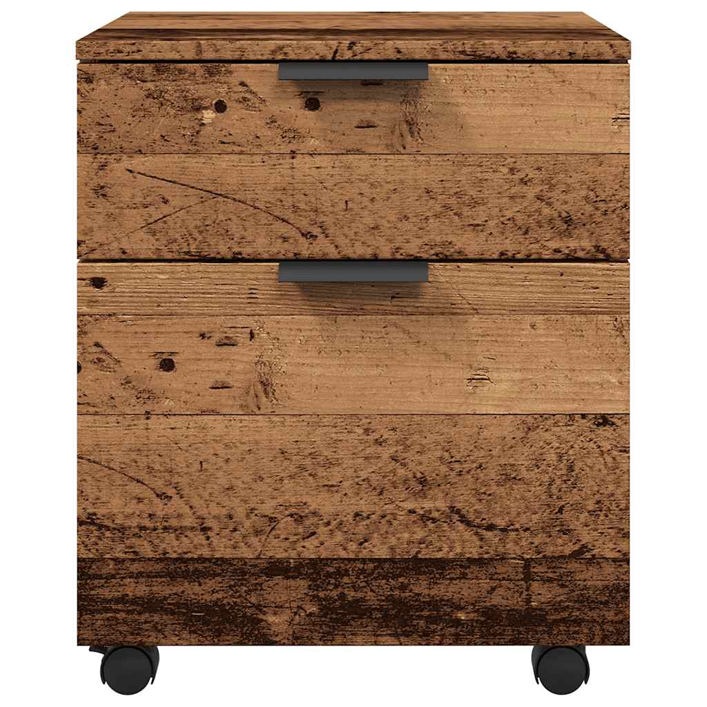 Schedario con Ruote Legno Antico 45x38x54 cm Legno Multistrato - homemem39