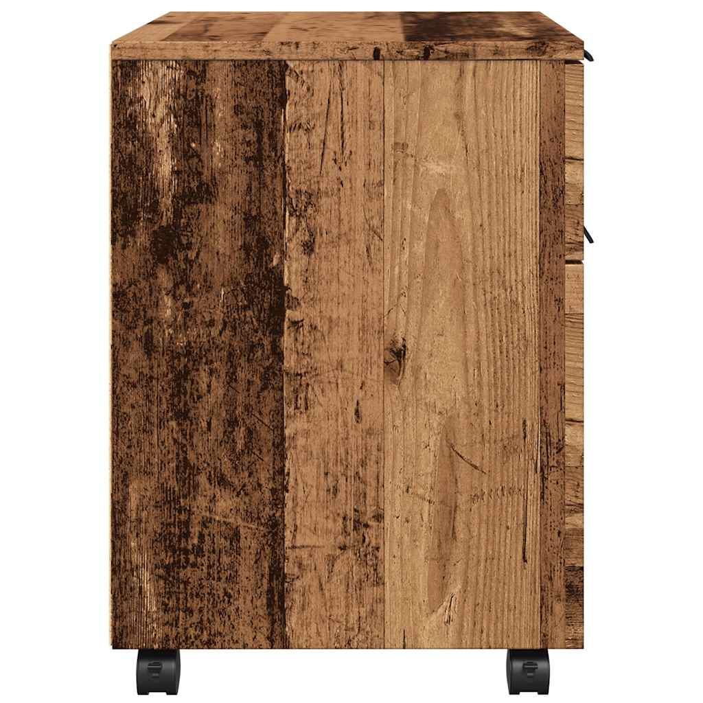 Schedario con Ruote Legno Antico 45x38x54 cm Legno Multistrato