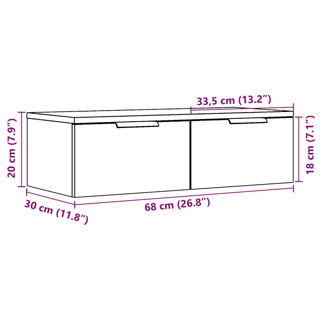 Armadietto a Muro Rovere Artigianale 68x30x20 cm in Truciolato - homemem39