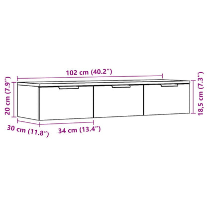 Armadietto a Muro Legno Vecchio 102x30x20 cm Legno Multistrato