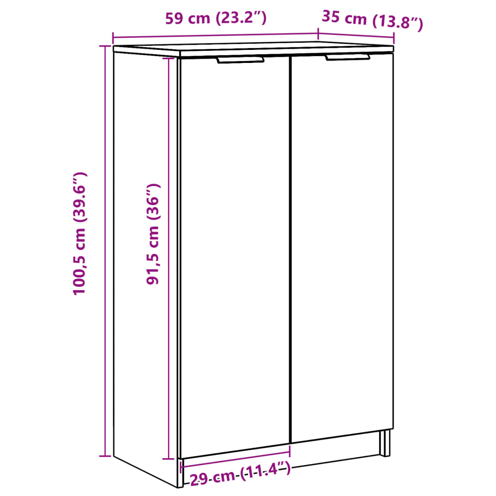 Scarpiera Rovere Artigianale 59x35x100,5 cm in Truciolato