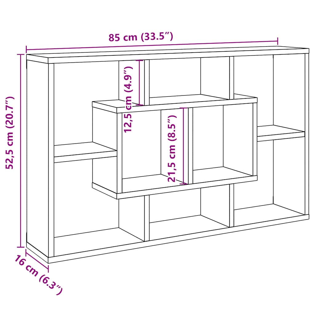 Mensola a Muro Rovere 85x16x52,5 cm in Legno Multistrato