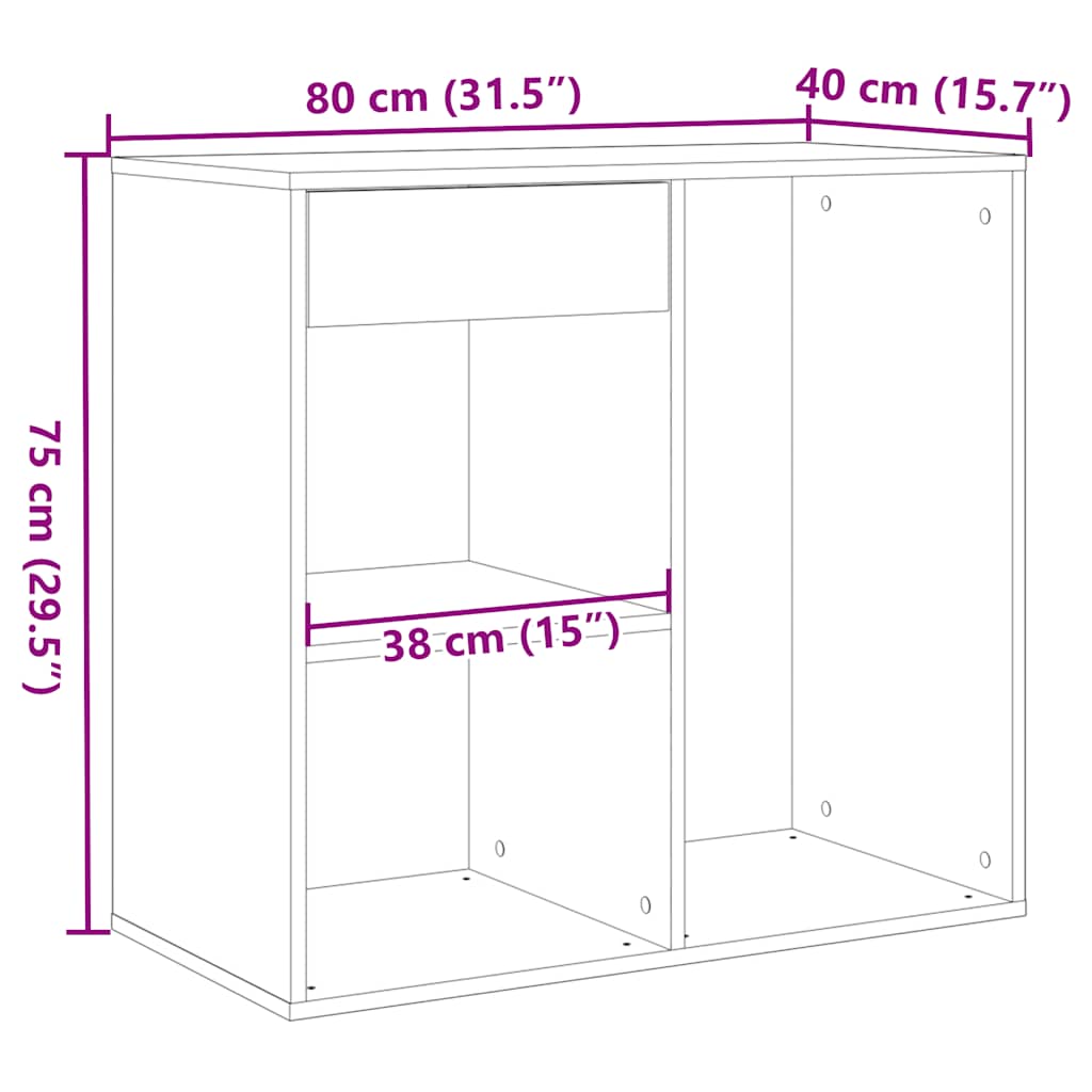 Armadietto per Cosmetici Legno Antico 80x40x75 cm in Truciolato