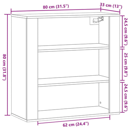 Mobile a Parete Legno Antico 80x33x80 cm in Legno Multistrato