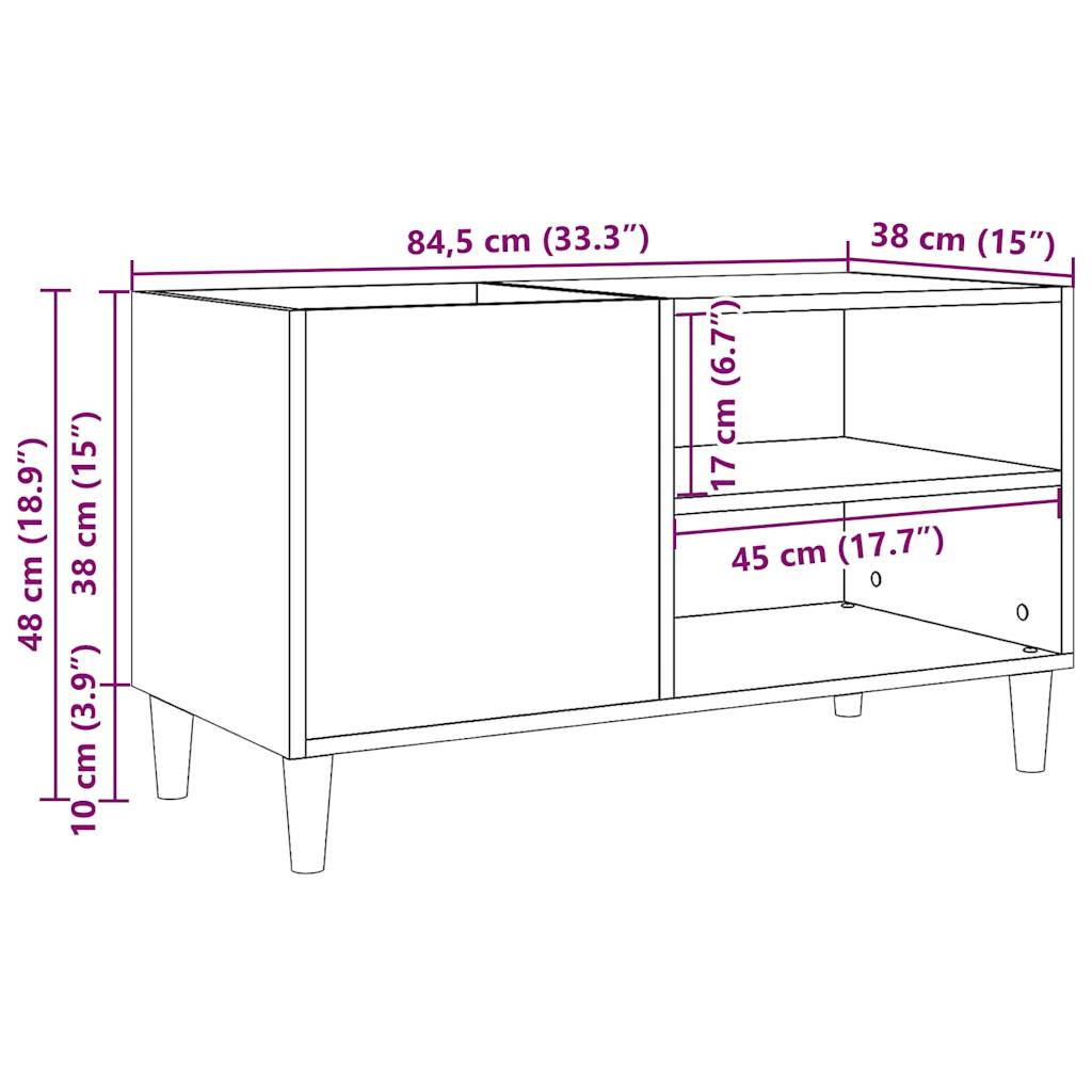 Mobile Porta Dischi Legno Antico 84,5x38x48cm Legno Multistrato