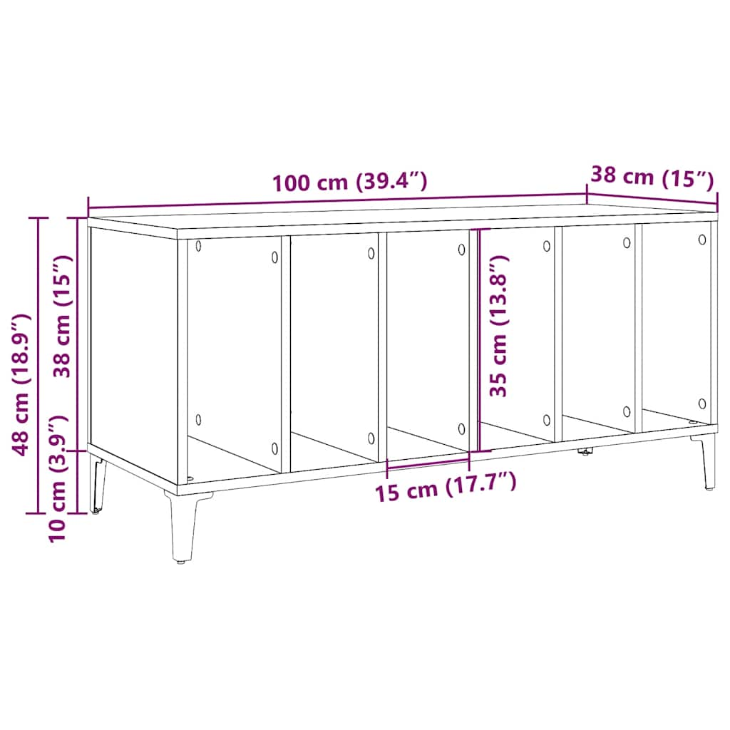 Mobile Porta Dischi Legno Antico 100x38x48 cm Legno Multistrato - homemem39