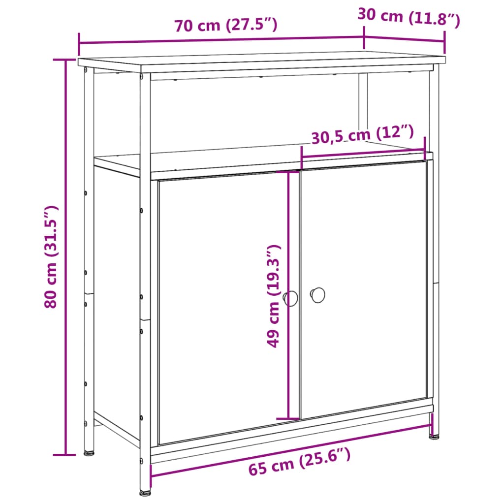 Credenza Rovere Artigianale 70x30x80 cm in Legno Multistrato - homemem39