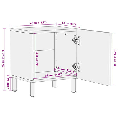 Comodini 2 pz Neri 40x33x46 cm in Legno Massello di Mango