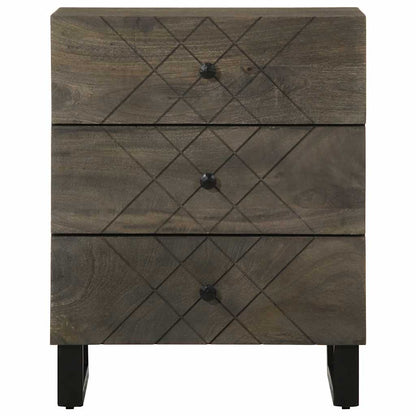 Comodino Nero 50x33x62 cm in Legno Massello di Mango