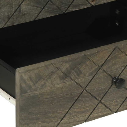 Comodino Nero 50x33x62 cm in Legno Massello di Mango